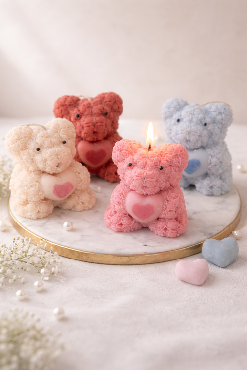 Cute teddy bear candles perfect for birthday, baby shower return gifts, add in your hamper to make the hamper more cute.