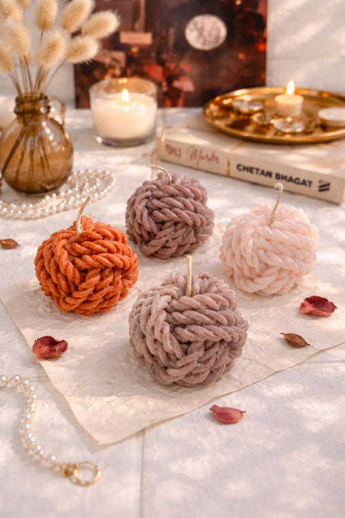 4-Pack Aesthetic Braided Knot Candles - Scented Home Decor Set