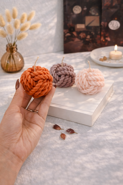 4-Pack Aesthetic Braided Knot Candles - Scented Home Decor Set- size 