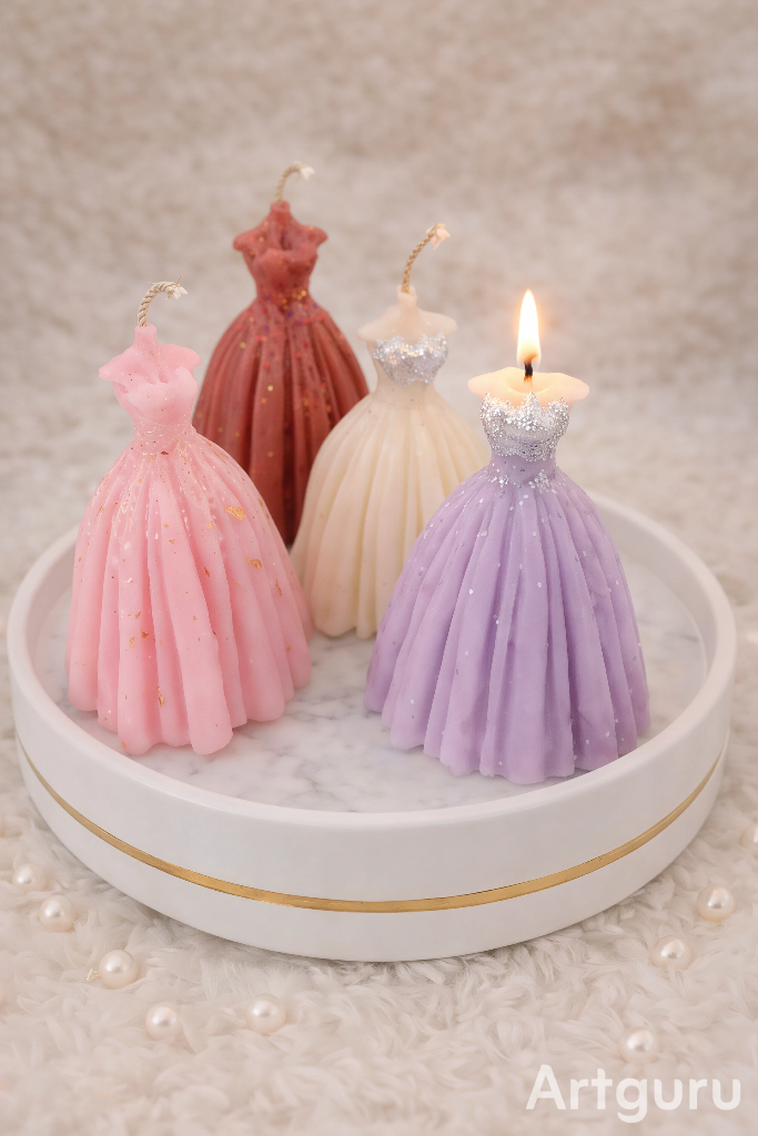 This cute dress candles are perfect bridesmaids candles to add in a hamper, available in 4 pastel shades to suit any your wedding theme.